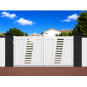 Portail Coulissant PVC Pesc Droit Semi Ajouré Horizontal Manuel ou Électrique (Somfy ou Nice) Blanc, Gris, Beige Sur Mesure