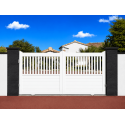 Portail Coulissant PVC Suza Semi Ajouré Vertical Manuel ou Électrique (Somfy ou Nice) Blanc, Gris, Beige ou Chêne Sur Mesure
