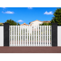 Portail Coulissant PVC Castel Ajouré Vertical Manuel ou Électrique (Somfy ou Nice) Blanc, Gris, Beige ou Chêne Sur Mesure