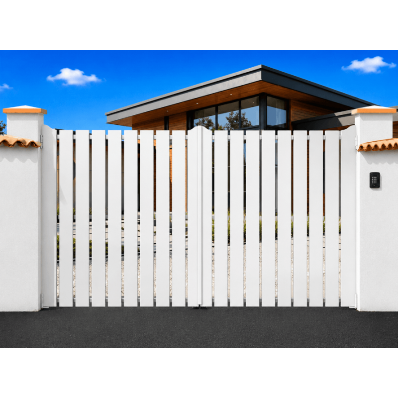 Portail PVC Battant Mel Lames Verticales