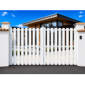 Portail Battant PVC Castel Ajouré Vertical Manuel ou Électrique (Somfy ou Nice) Blanc, Gris, Beige ou Chêne Sur Mesure