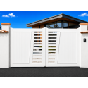 Portail Battant PVC Plage Droit Semi Ajouré Horizontal Manuel ou Électrique (Somfy ou Nice) Blanc, Gris, Beige Sur Mesure