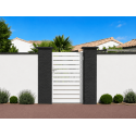 Portillon PVC Mel Droit Lames Horizontales Ajourées Blanc, Gris, Beige ou Chêne Doré Sur Mesure