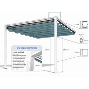 Armature aluminium pergola toile rétractable étanche adossée