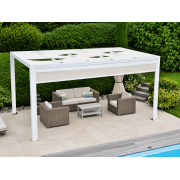 Pergola toile tendue entrelacée 4 poteaux 5x4