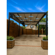 Pergola 5x9 toile tendue entrelacée + kit toile étanche rétractable 