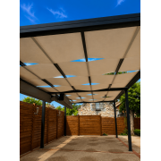 Pergola 2 modules toile entrelacée + kit toile étanche rétractable