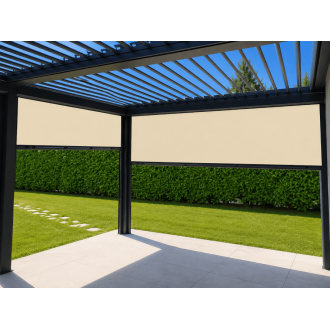 Rideau motorisé toile pvc précontraint pour pergola