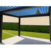 Rideau motorisé toile pvc précontraint pour pergola