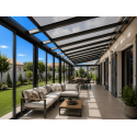 Store de Toit Toile Micro-Perforée PVC Dickson Extérieur 3 Modules Motorisés pour Véranda & Pergola Sur Mesure