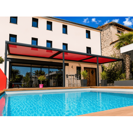Pergola toile enroulable dickson micro-perforée rouge