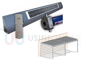 Solaire 100% Autonome 2 Modules (Largeur Max 8m) (Photovoltaïque + Batterie + Télécommande 6 Canaux) + Commande de Secours