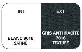 Bicoloration Int Blanc 9016 Satiné / Ext Gris Anthracite 7016 Texturé Givré