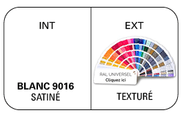 Bicoloration Int Blanc 9016 Satiné / Ext Coloris au Choix Texturé Givré – Référence Ral à indiquer à l'étape suivante