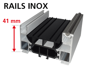 Rails Inox Hauteur 41mm et Galets en Inox Roulement à Aiguille (recommandé bord de mer)