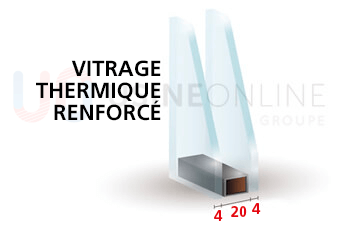Thermique 4/20/4 (28mm) FE (Basse Emissivité) Argon, Intercalaire Périphérique de Vitrage WARM EDGE Noir 