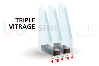 Triple Thermique 4FE/10/4ExtraC/10/4 FE (Basse Emissivité) Argon, Intercalaire Périphérique de Vitrage WARM EDGE Noir 