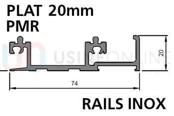 Rails inox plat 20 mm (Norme PMR) et galets en polyamide roulement à aiguille 