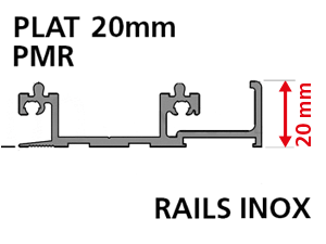 Rails Inox Plat 20mm (Norme PMR) et Galets en Polyamide Roulement à Aiguille (Indisponible avec Pièce d'Appui)