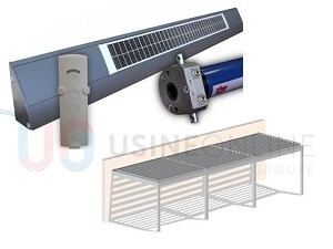 Solaire 100% Autonome 3 Modules (Largeur Max 12m) (Photovoltaïque + Batterie + Télécommande Multi-Canaux) + Commande de Secours