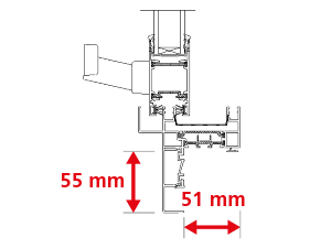 Dormant Épaisseur 70mm + Recouvrement Int 55x20mm + Habillage Ext 60x40mm + Capot d'Appui 100x80mm Coulissant 2 Rails