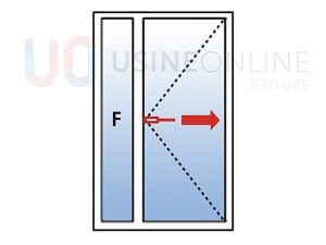Option Fixe Latéral Gauche assemblé Porte 1 Vantail Tirant Droit (Poignée à Gauche Tirant sur la Droite) - Vue de l'Intérieur