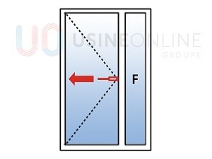 Option Fixe Latéral Droit assemblé sur Porte 1 Vantail Tirant Gauche (Poignée à Droite Tirant sur la Gauche) Vue de l'Intérieur