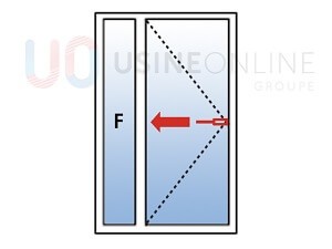 Option Fixe Latéral Gauche assemblé Porte 1 Vantail Tirant Gauche (Poignée à Droite Tirant sur la Gauche) - Vue de l'Intérieur