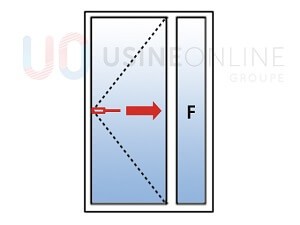 Option Fixe Latéral Droit assemblé Porte 1 Vantail Tirant Droit (Poignée à Gauche Tirant sur la Droite) - Vue de l'Intérieur
