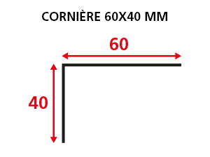 Lot de 3 Cornières ALU 60 x 40 x 2950 mm (même coloris que la menuiserie)