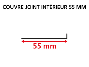 Lot de 6 Couvre-joints ALU 55 mm x 2950 mm coupe droite (même coloris que la menuiserie)