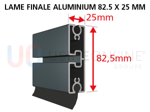 Barre de Charge (Lame Finale) Aluminium Extrudé 82.5 x 25 mm + Joint d'Étanchéité 20mm + Verrous de Blocage (Droit & Gauche)