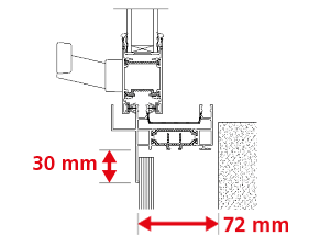 Dormant 70 mm pour Doublage de 72 mm + Recouvrement Intérieur à clipper 30 mm Coulissant 2 Rails + Pièce d'Appui à Cliper 30 mm