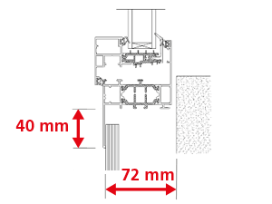 Dormant 70 mm pour Doublage 72 mm + Recouvrement Intérieur à Clipper 40 mm  + Pièce d'Appui à Cliper 30 mm