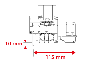 Dormant Ouvrant Caché Épaisseur 118mm + Recouvrement Int 10x3 mm + Habillage Ext 60x40mm + Capot d'Appui 100x80mm