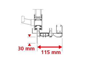 Dormant Épaisseur 118 mm Coulissant 2 Rails + Recouvrement Int 30x3 mm + Habillage Ext 60x40mm + Capot d'Appui 100x80mm