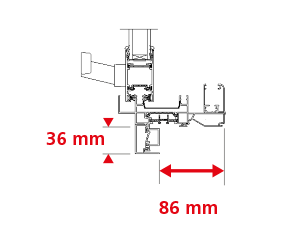 Dormant Épaisseur 118 mm Coulissant 2 Rails + Recouvrement Int 36x32 mm + Habillage Ext 60x40mm + Capot d'Appui 100x80mm