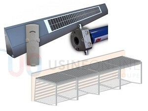 Solaire 100% Autonome 6 Modules (Largeur Max 24m) (Photovoltaïque + Batterie + Télécommande Multi-Canaux) + Commande de Secours