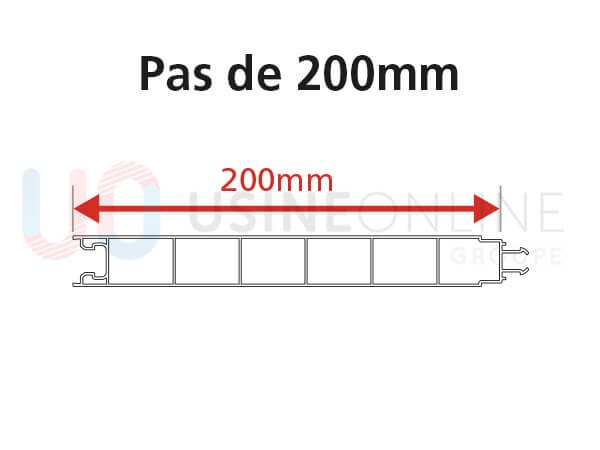 Pas de 200 mm