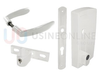 Poignées Blanches – Plaque de Propreté Blanche – Enjoliveur de Serrure Blanc – Gonds Multiréglage à Platine Blancs