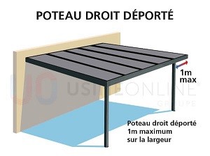 Poteau Droit Déporté 1 m Maximum sur la Largeur (Evacuation d'eau à faire sur place)
