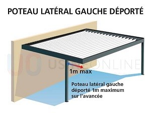 Poteau Latéral Gauche Déporté sur l'Avancée 1 m Maximum (Mécanisation + évacuation d'eau à faire sur place)