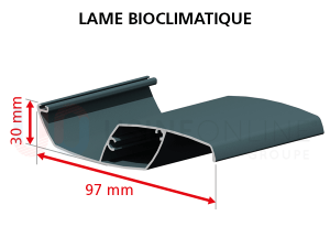 Lames Double Paroi 97 x 30 mm Aluminium Extrudé Design légèrement Bombé Ouverture 0° à 90
