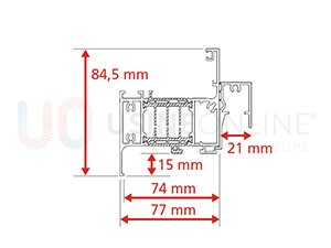 Dormant Std Epaisseur 77 mm + Tapée 21 mm pour Doublage de 100 mm + Recouvrement Intérieur 15 mm