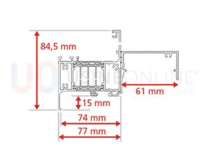 Dormant Std Epaisseur 77 mm + Tapée 61 mm pour Doublage de 140 mm + Recouvrement Intérieur 15 mm