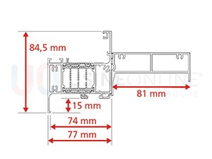 Dormant Std Epaisseur 77 mm + Tapée 81 mm pour Doublage de 160 mm + Recouvrement Intérieur 15 mm