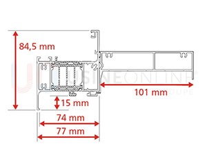 Dormant Std Epaisseur 77 mm + Tapée 101 mm pour Doublage de 180 mm + Recouvrement Intérieur 15 mm