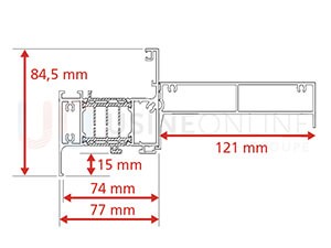 Dormant Std Epaisseur 77 mm + Tapée 121 mm pour Doublage de 200 mm + Recouvrement Intérieur 15 mm