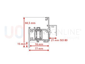 Dormant Std Epaisseur 57 mm + Tapée 21 mm pour Doublage de 80 mm + Recouvrement Intérieur 15 mm