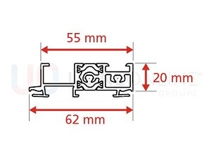 Seuil Alu Plat PMR (H) 20 mm x (P) 62 mm à Rupture de Pont Thermique 